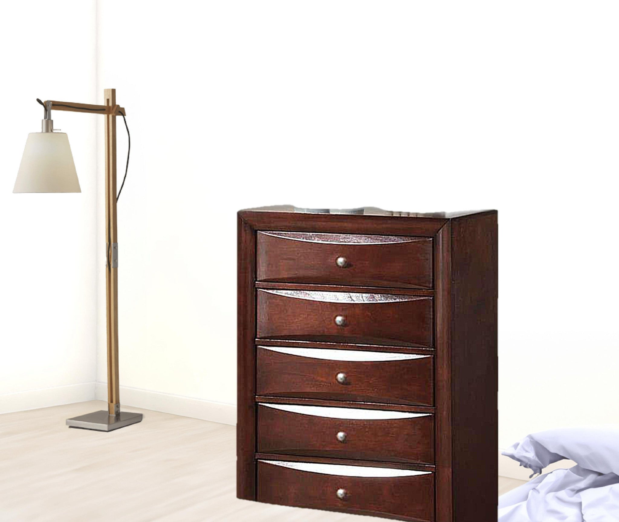 32" Espresso Solid Wood Five Drawer Standard Chest