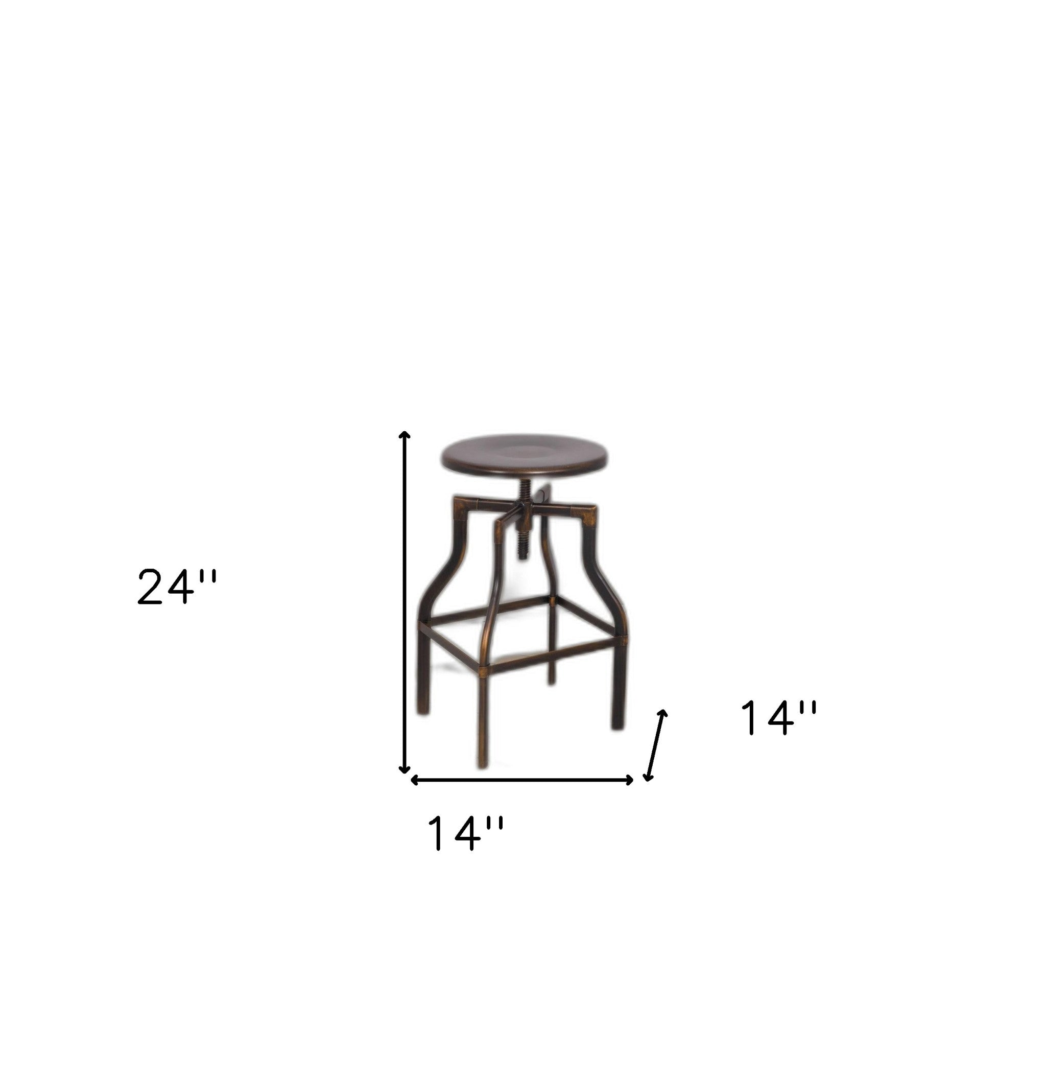 Antique Copper Metal Adjustable Stool