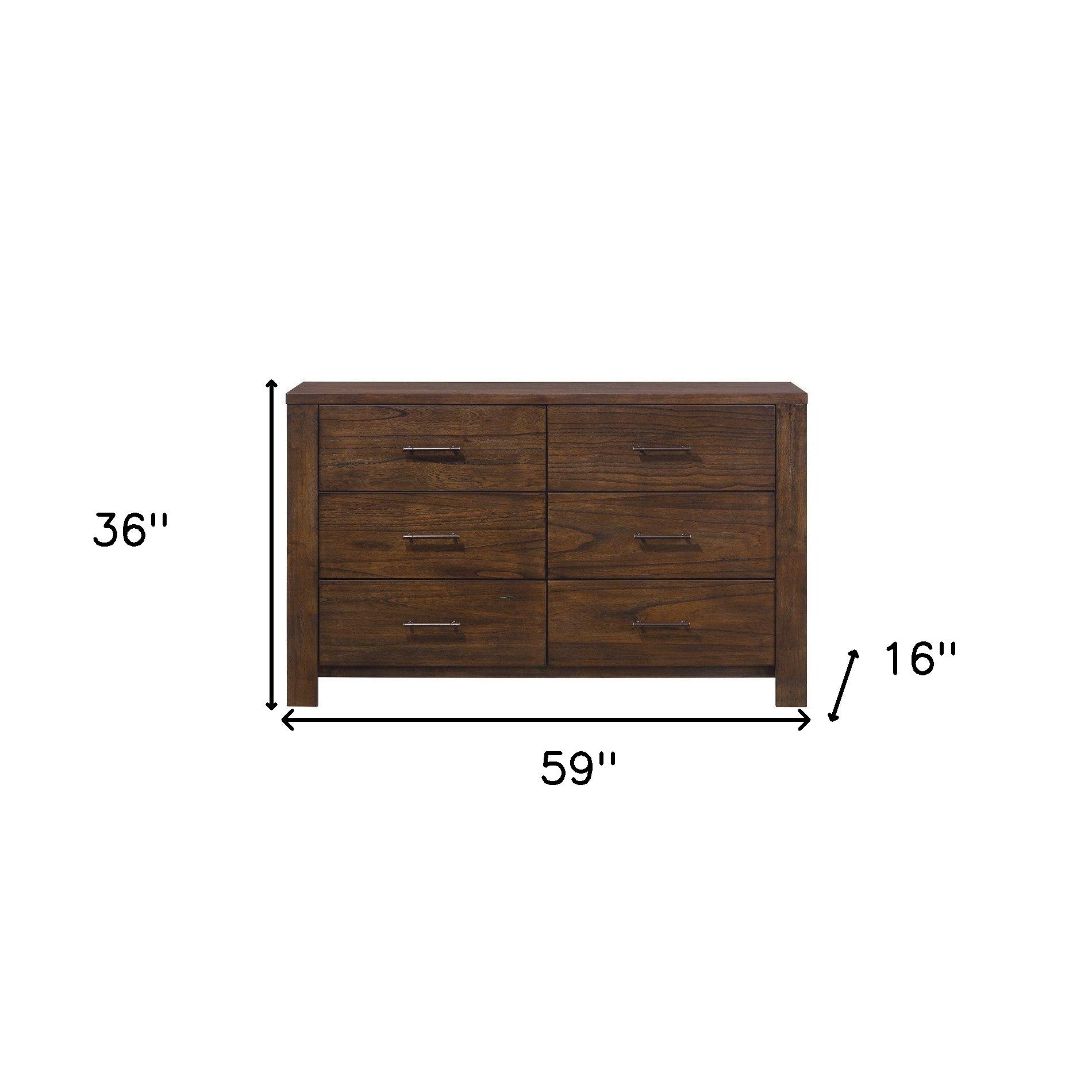 59" X 16" X 36" Oak Metal Dresser
