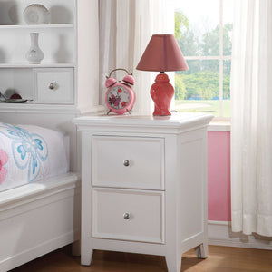 22" X 16" X 27" White Wood Nightstand 2 Drawers