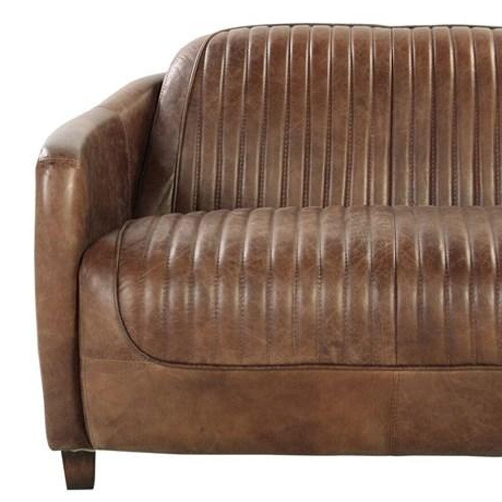 50" X 37" X 31" Retro Brown Leather Loveseat