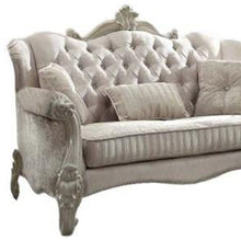 Ivory Velvet Loveseat W3 Pillows 69