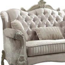 Ivory Velvet Loveseat W3 Pillows 69