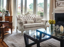 Ivory Velvet Loveseat W3 Pillows 69