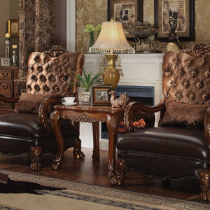 Golden Brown Velvet Chair With Pillow - 34" x 33" x 48"