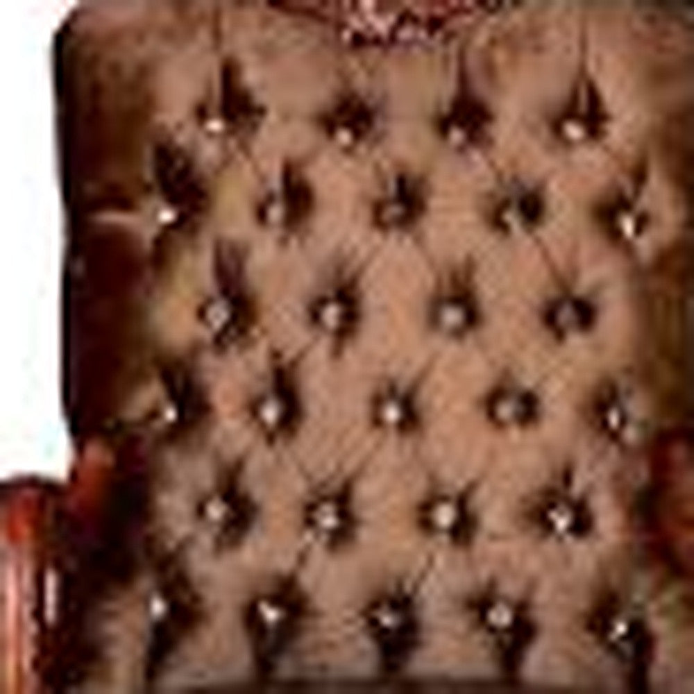 Golden Brown Velvet Chair With Pillow - 34" x 33" x 48"