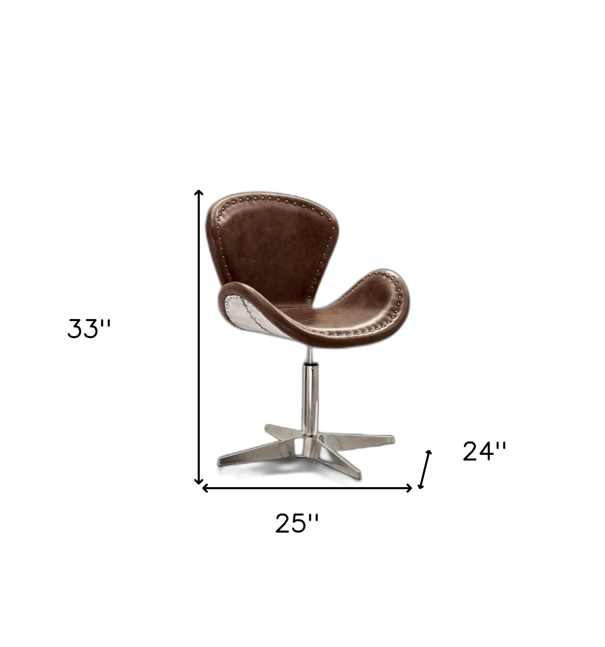 25" X 24" X 33" Retro Brown Leather Accent Chair (1Pc)