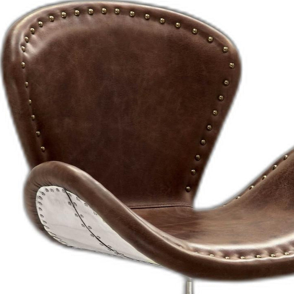 25" X 24" X 33" Retro Brown Leather Accent Chair (1Pc)