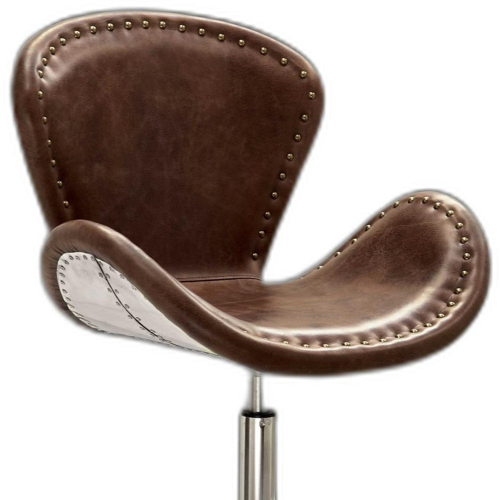 25" X 24" X 33" Retro Brown Leather Accent Chair (1Pc)