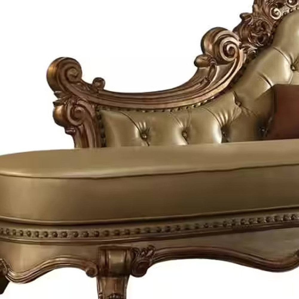 81" X 40" X 45" Bone Polyurethane Chaise  2 Pillows