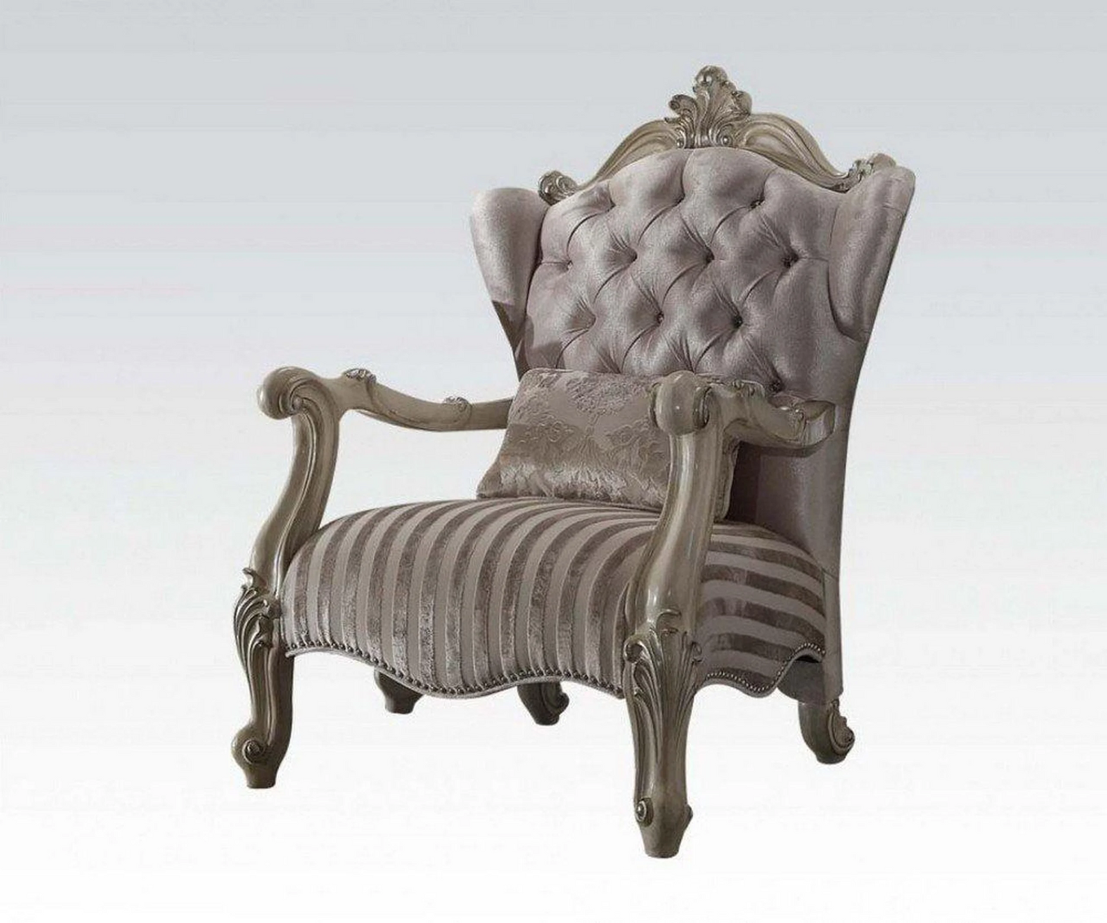 Golden Brown Velvet Chair With Pillow - 34" x 33" x 48"