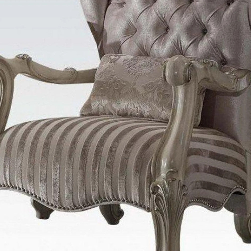 Golden Brown Velvet Chair With Pillow - 34" x 33" x 48"