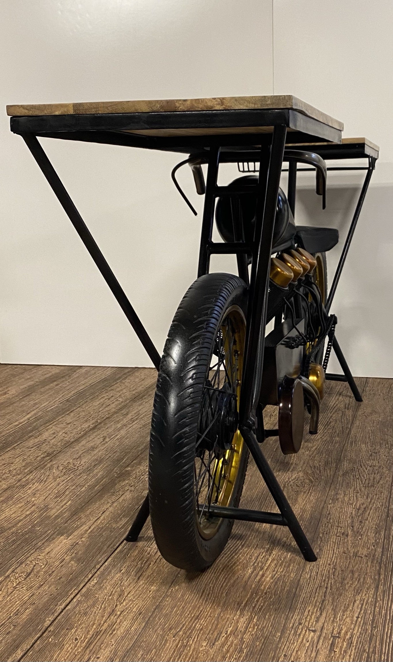 Black Motorcycle Wine Bar - 17" x 71" x 35"