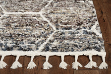 2' X 7' 灰色或青色幾何六角形流蘇地毯