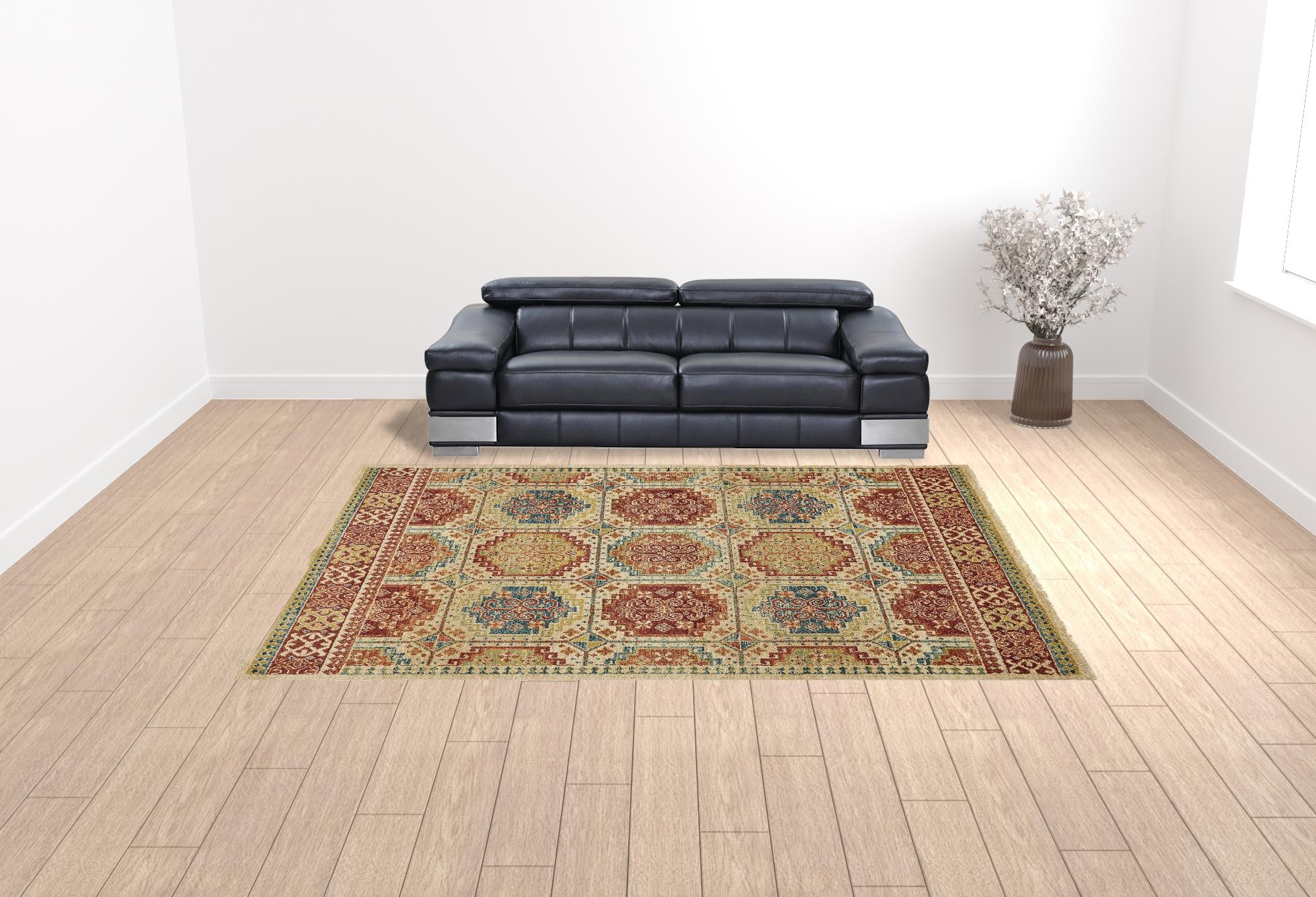 63" X 91" Sand Polypropylene Rug