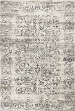 10'X13' Ivory Grey Machine Woven Distressed Floral Traditional Indoor Area Rug