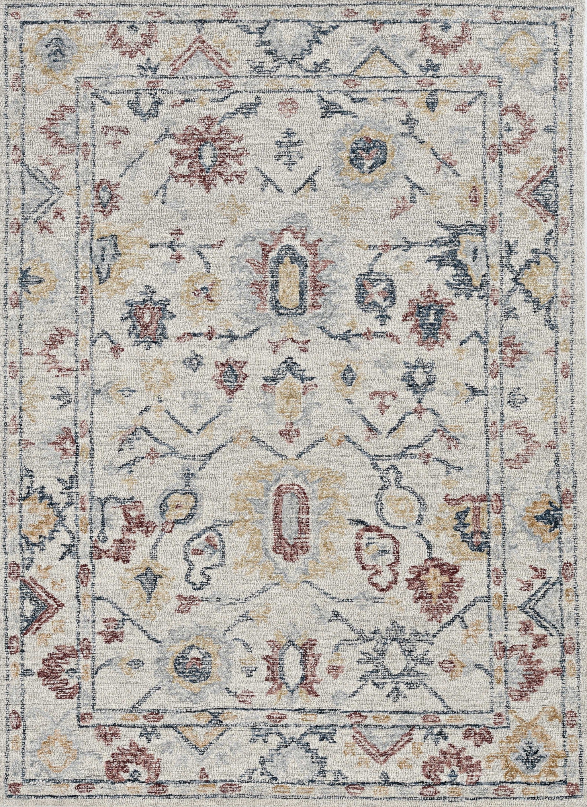 8' Ivory Hand Tufted Space Dyed Floral Traditional Indoor Runner Rug