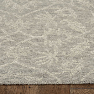 8' Grey Hand Tufted Space Dyed Floral Ogee Indoor Runner Rug