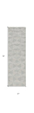8' Ivory Hand Tufted Space Dyed Geometric Indoor Runner Rug
