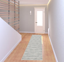 8' Ivory Hand Tufted Space Dyed Geometric Indoor Runner Rug