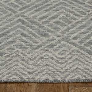 2' X 8' Denim Geometric Tiles Wool Runner Rug