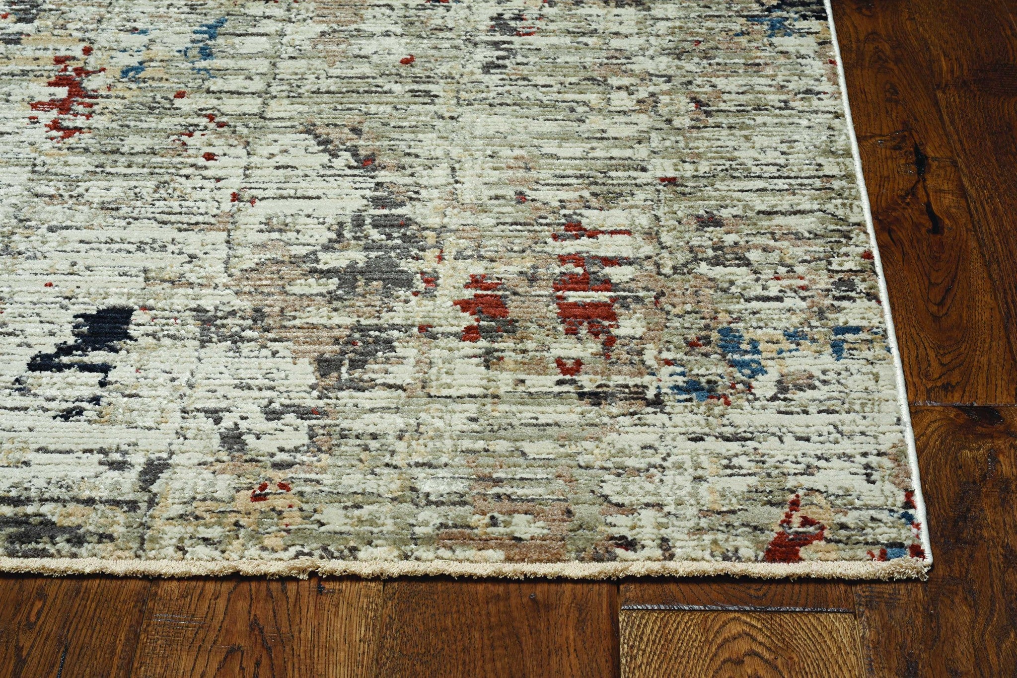 7 英寸米色灰色機織收縮抽象設計室內跑步地毯