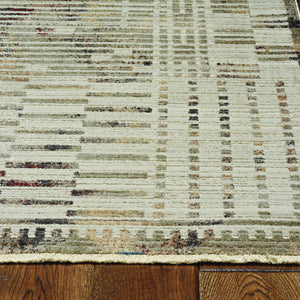 2' X 8' Natural Geometric Bars Runner Rug