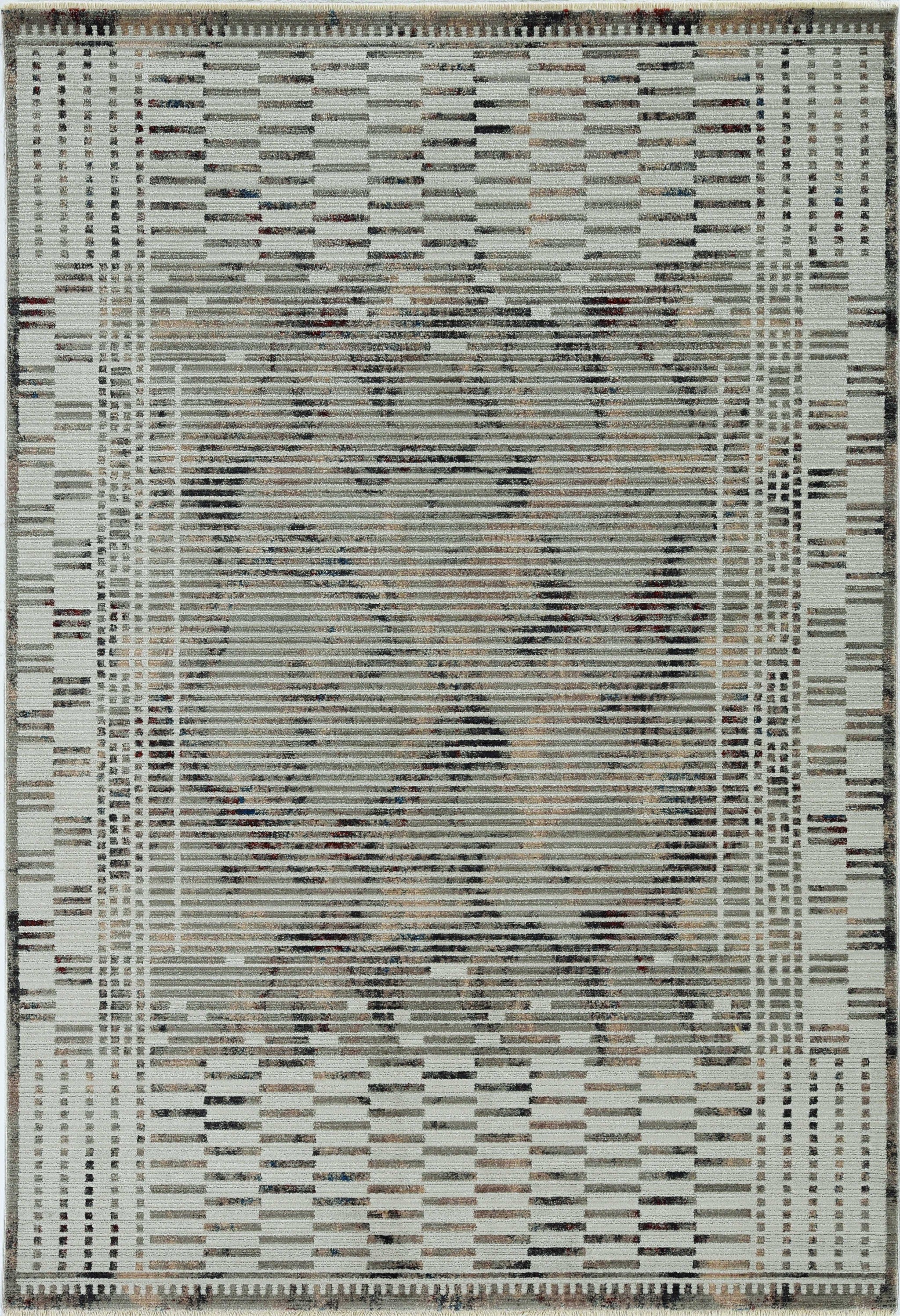 2' X 8' Natural Geometric Bars Runner Rug