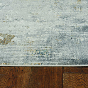 7' Grey Machine Woven Abstract Brushstrokes Indoor Runner Rug