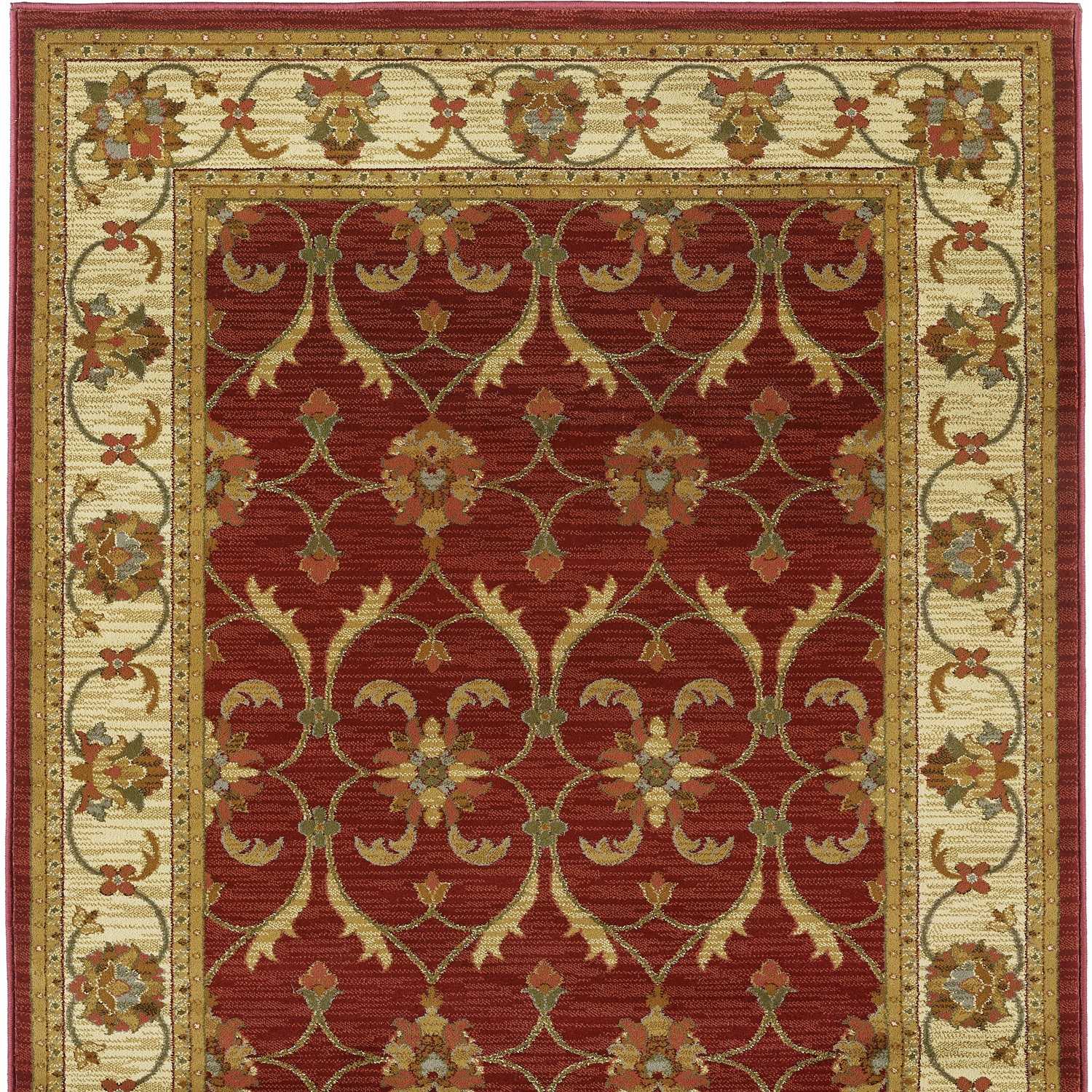 63" X 91" Red Or  Ivory  Polypropylene Rug