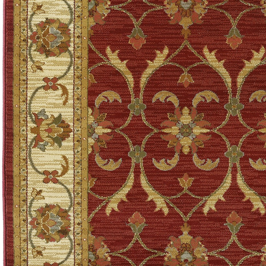 63" X 91" Red Or  Ivory  Polypropylene Rug