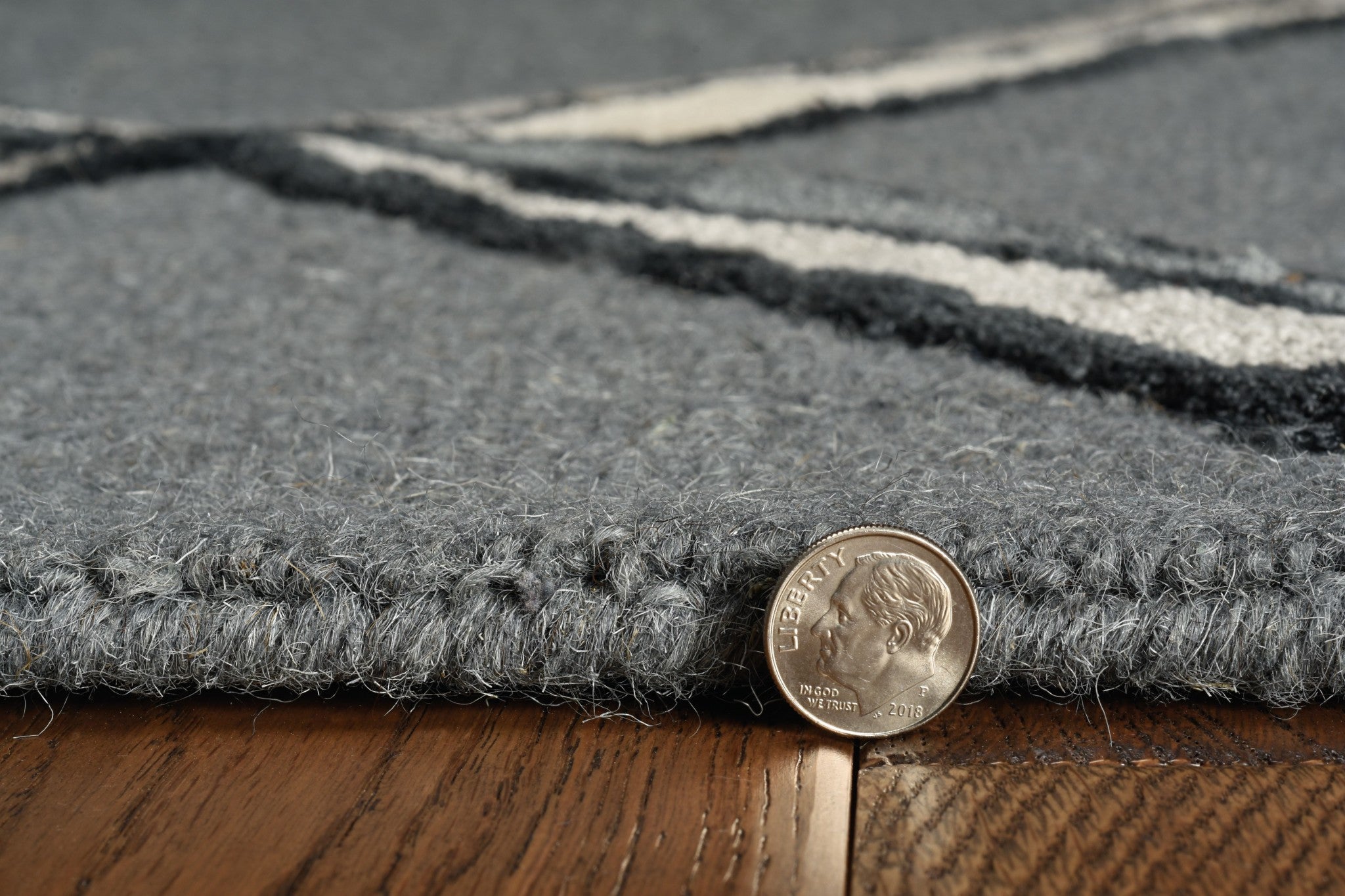 12'X15' Charcoal Silver Hand Tufted Diamond Pattern Indoor Area Rug