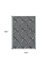 12'X15' Charcoal Silver Hand Tufted Diamond Pattern Indoor Area Rug