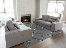 12'X15' Charcoal Silver Hand Tufted Diamond Pattern Indoor Area Rug
