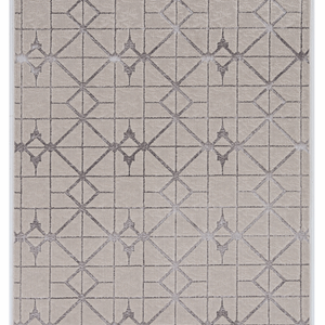 3'X5' Ivory Silver Machine Woven Geometric Indoor Area Rug