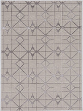 3'X5' Ivory Silver Machine Woven Geometric Indoor Area Rug