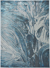 3' X 5' Silver Or Blue Abstract Brushstrokes Area Rug