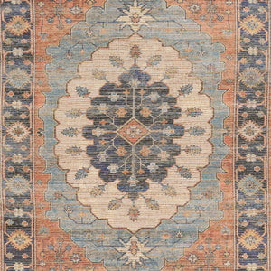3'X5' Blue Hand Woven Oval Medallion Indoor Area Rug