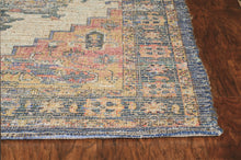 2'X4' Blue Rust Orange Hand Woven Diamond Medallion Indoor Accent Rug