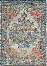 2'X4' Blue Rust Orange Hand Woven Diamond Medallion Indoor Accent Rug