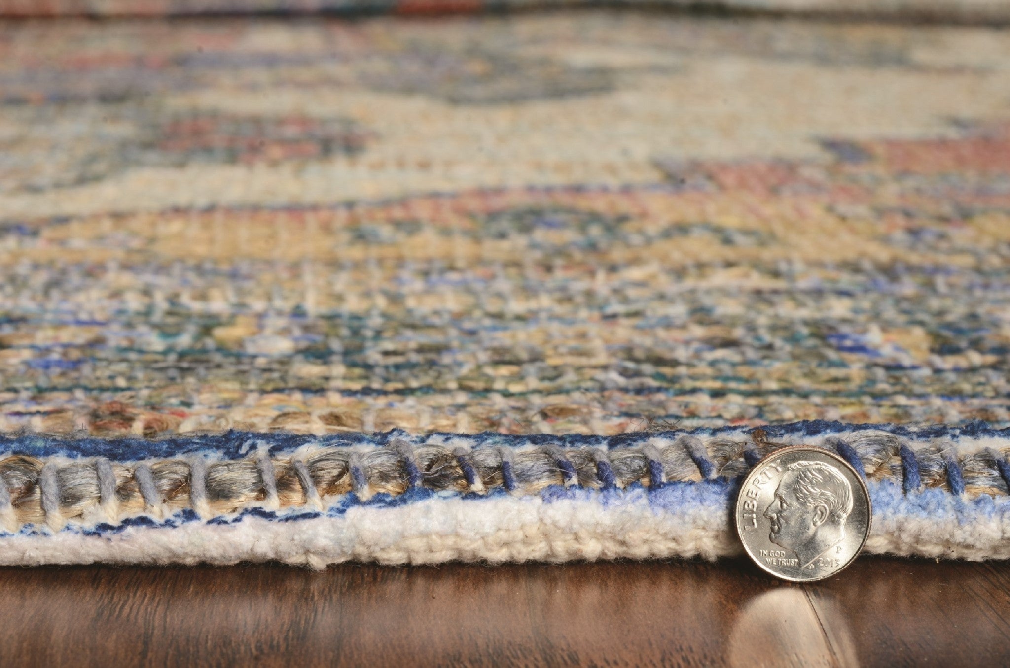 2'X4' Blue Rust Orange Hand Woven Diamond Medallion Indoor Accent Rug