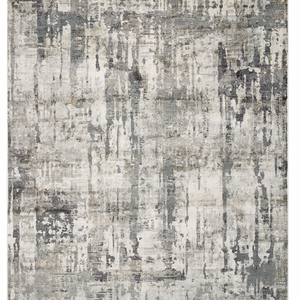 8' Grey Machine Woven Abstract Drip Indoor Runner Rug