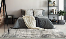 8' Grey Machine Woven Abstract Drip Indoor Runner Rug