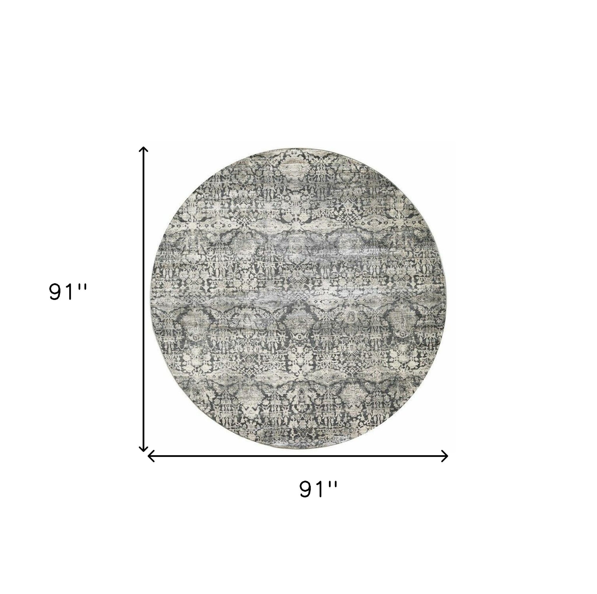 63 X 91 Grey Polyester Or  Viscose Rug