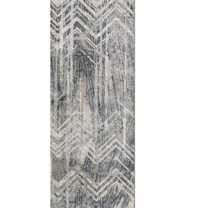 8' Grey Machine Woven Distressed Chevron Indoor Runner Rug