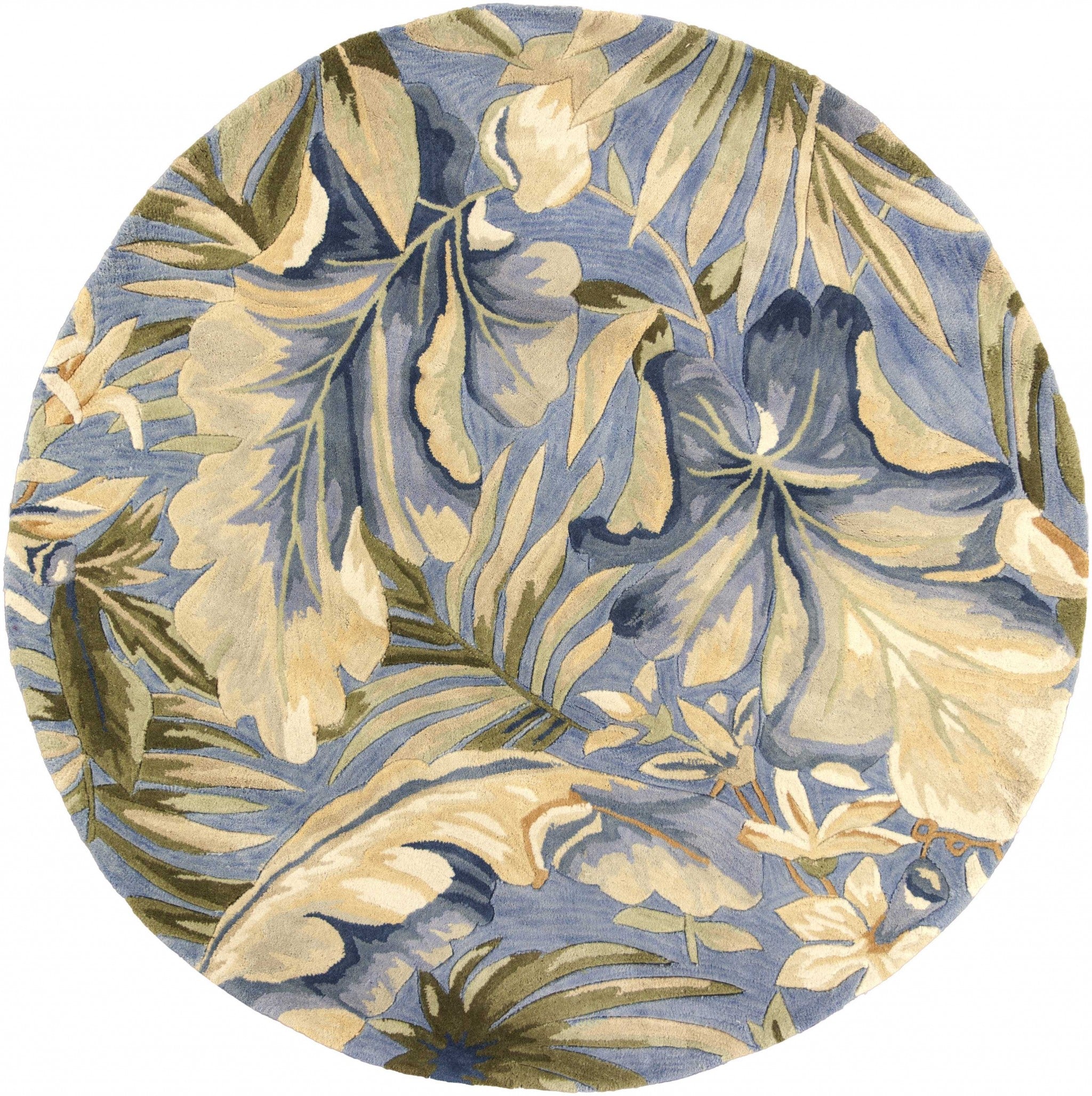 8 英尺青色機織仿舊傳統室內地毯