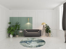 3'X5' 灰藍色機織抽象幾何室內地毯