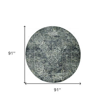 8' Grey Machine Woven Quatrefoil Indoor Runner Rug