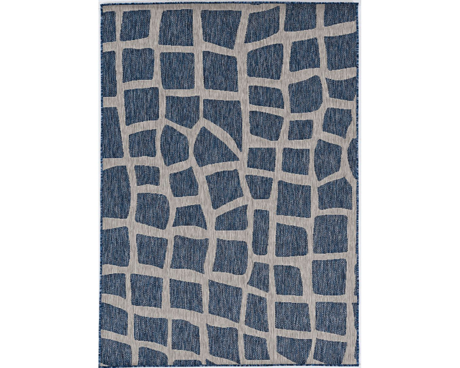 3'X4' Blue Grey Machine Woven Uv Treated Abstract Indoor Outdoor Accent Rug
