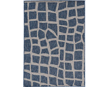 3'X4' Blue Grey Machine Woven Uv Treated Abstract Indoor Outdoor Accent Rug